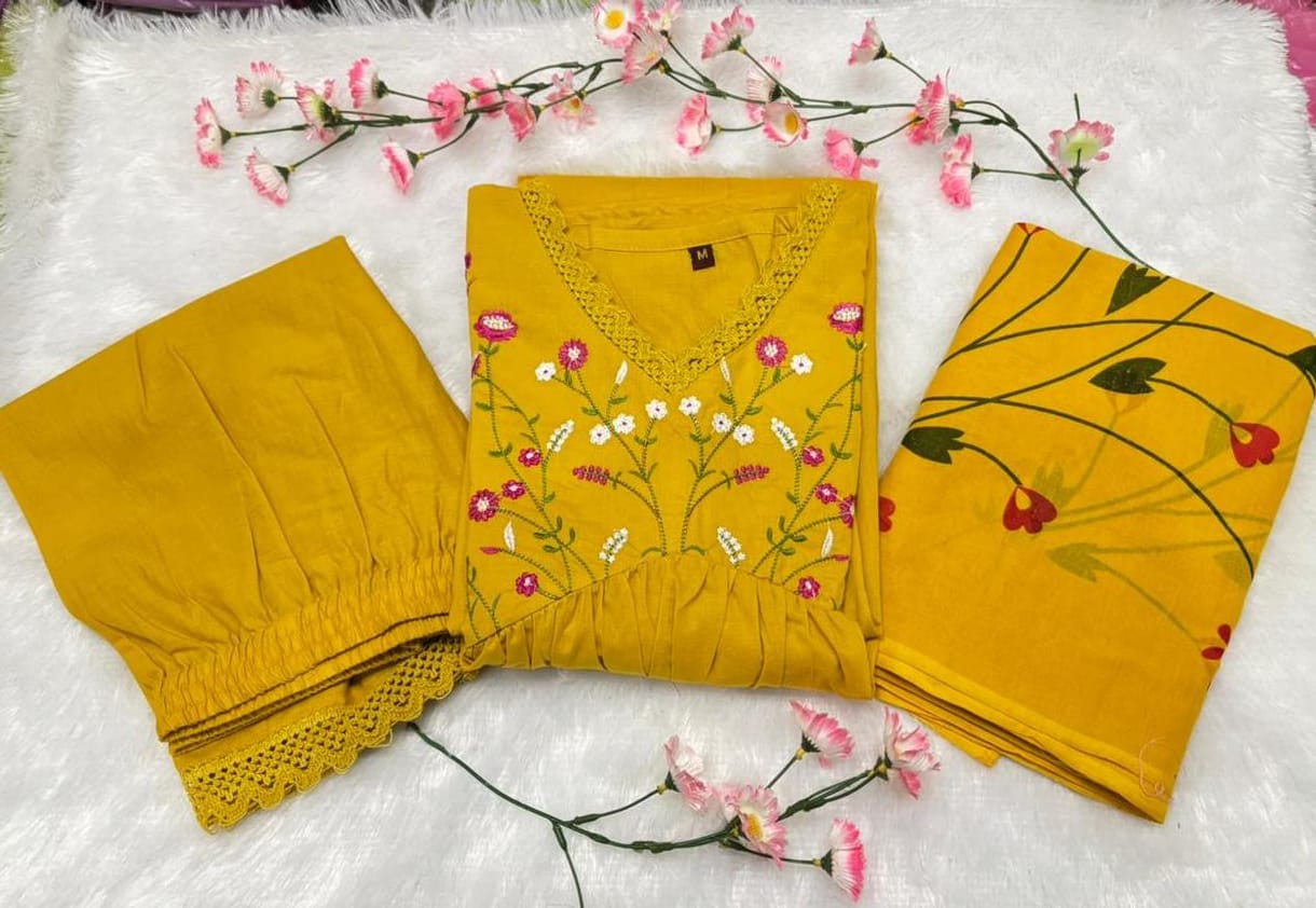 Cotton Kurti pant with dupatta